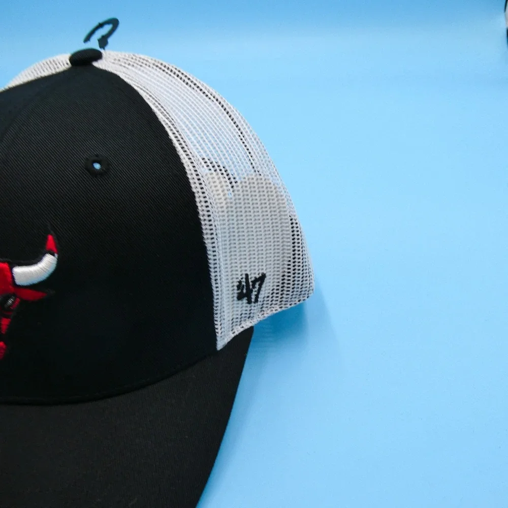 '47 Brand Trucker Hat Youth Youth Chicago Bulls Black White Mesh Snapback Cotton